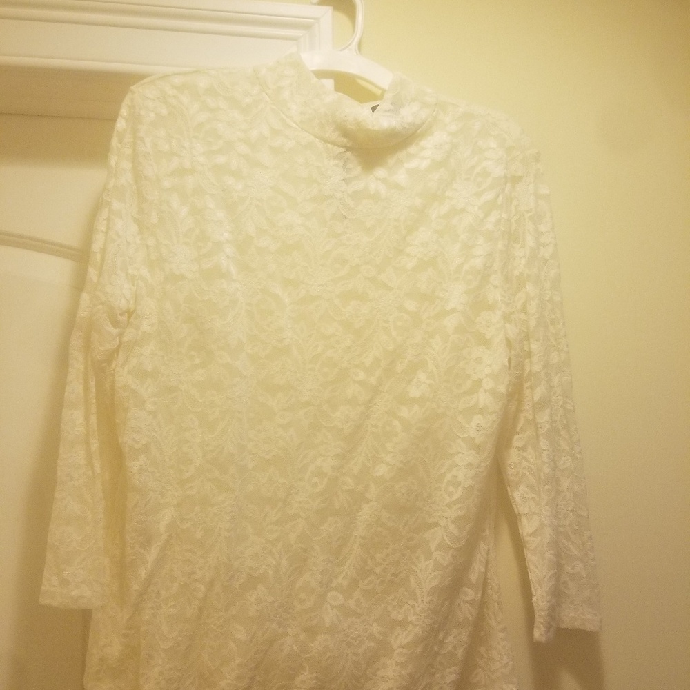 MODA International White Lace Shirt